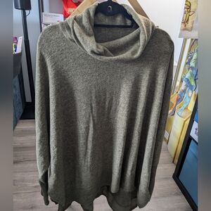 ZENANA Sweater Poncho Dark Green/Brown - Size 2X NWT